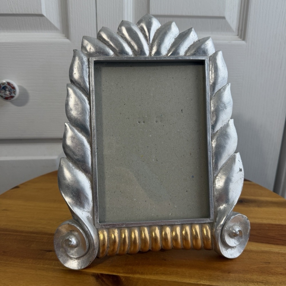 Vintage Silver Gold Tone Picture Frame For 5x7 Granny Cottage Coastal